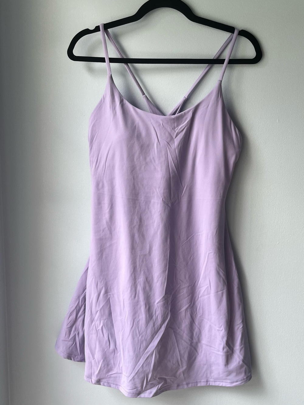 Women's Lilac Strappy Athletic Dress Built in Bra and Shorts- Size XL